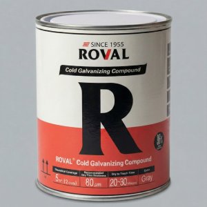 Front view of ROVAL ZRC Cold Galvanizing Compound 2.5kg grey tin for steel anti-corrosion protection